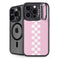 Pink Checkerboard iPhone 15 Pro Kickstand Case